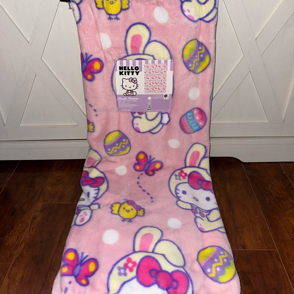Hello Kitty Pink Easter Bunny Plush Throw Blanket